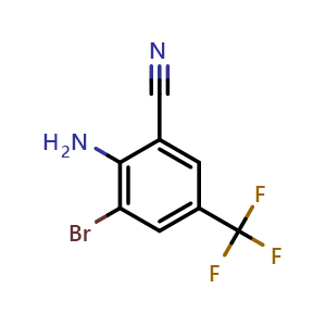 Chemical structure of 2-Amino-3-bromo-5-(trifluoromethyl)benzonitrile , CAS 133013-30-6, AChemBlock Y220726