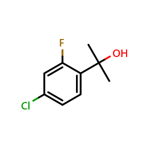 Chemical structure of 2-(4-Chloro-2-fluorophenyl)propan-2-ol , CAS 1537457-36-5, AChemBlock Y220747