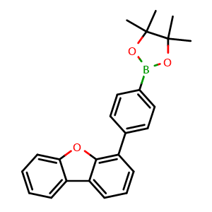 Chemical structure of 2-(4-(Dibenzo[b,d]furan-4-yl)phenyl)-4,4,5,5-tetramethyl-1,3,2-dioxaborolane , CAS 1056113-44-0, AChemBlock Y220759