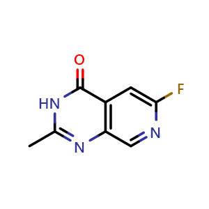 Chemical structure of 6-Fluoro-2-methylpyrido[3,4-d]pyrimidin-4(3H)-one , CAS 2089325-37-9, AChemBlock Y220766