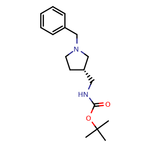 Chemical structure of tert-Butyl (S)-((1-benzylpyrrolidin-3-yl)methyl)carbamate , CAS 303111-41-3, AChemBlock Y220795