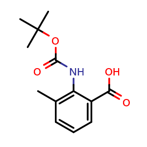 Chemical structure of 2-((tert-Butoxycarbonyl)amino)-3-methylbenzoicacid , CAS 669713-59-1, AChemBlock Y220796