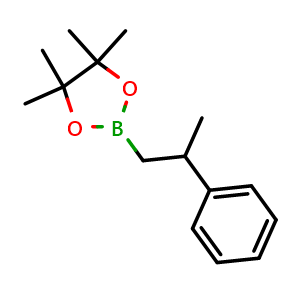 Chemical structure of 4,4,5,5-Tetramethyl-2-(2-phenylpropyl)-1,3,2-dioxaborolane , CAS 280559-30-0, AChemBlock Y220812