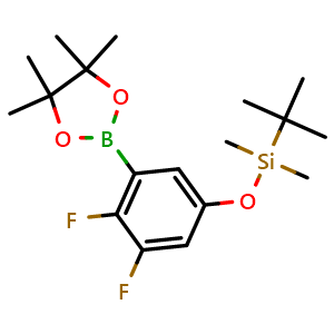 Chemical structure of tert-Butyl(3,4-difluoro-5-(4,4,5,5-tetramethyl-1,3,2-dioxaborolan-2-yl)phenoxy)dimethylsilane , CAS 1150271-62-7, AChemBlock Y220832