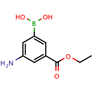 Chemical structure of 3-Amino-5-ethoxycarbonylphenylboronic acid , CAS 510773-04-3, AChemBlock Y220848