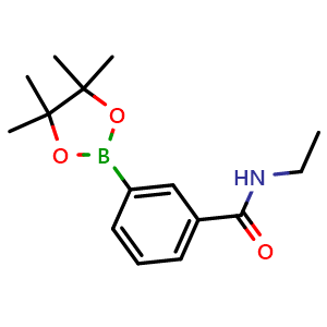 Chemical structure of N-Ethyl-3-(4,4,5,5-tetramethyl-1,3,2-dioxaborolan-2-yl)benzamide , CAS 943911-67-9, AChemBlock Y220856