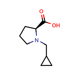 Chemical structure of (S)-1-(Cyclopropylmethyl)pyrrolidine-2-carboxylic acid , CAS 342793-01-5, AChemBlock Y220879