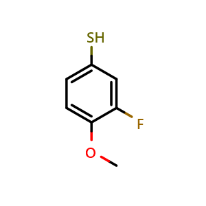 Chemical structure of 3-Fluoro-4-methoxythiophenol , CAS 89818-27-9, AChemBlock Y220888