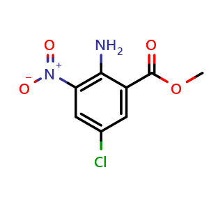 Chemical structure of Methyl 2-amino-5-chloro-3-nitrobenzoate , CAS 84228-49-9, AChemBlock Y220897