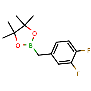 Chemical structure of 2-(3,4-Difluorobenzyl)-4,4,5,5-tetramethyl-1,3,2-dioxaborolane , CAS 1373433-26-1, AChemBlock Y220919