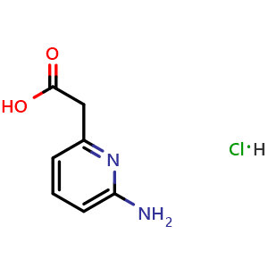 Chemical structure of 2-(6-Aminopyridin-2-yl)acetic acid hydrochloride , CAS 1965308-87-5, AChemBlock Y220929