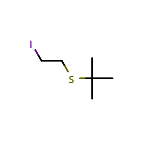 Chemical structure of 2-[(2-Iodoethyl)sulfanyl]-2-methylpropane , CAS 156019-52-2, AChemBlock Y220972