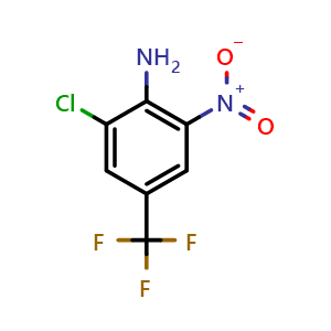 Chemical structure of 4-Amino-3-chloro-5-nitrobenzotrifluoride , CAS 57729-79-0, AChemBlock Y220981