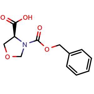 Chemical structure of (S)-(-)-3-(Benzyloxycarbonyl)-4-oxazolidinecarboxylic acid , CAS 97534-82-2, AChemBlock Y220982