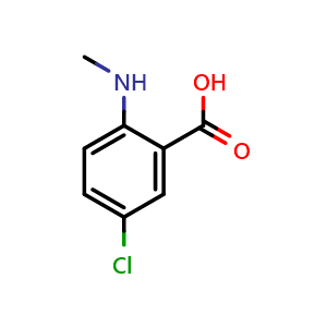 Chemical structure of 5-chloro-2-(methylamino)benzoic acid , CAS 33280-14-7, AChemBlock Y220986