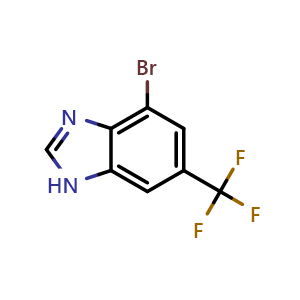 Chemical structure of 4-Bromo-6-(trifluoromethyl)-1H-benzimidazole , CAS 175135-14-5, AChemBlock Y220992