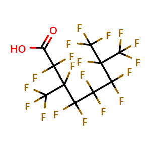 Chemical structure of Perfluoro-3,7-dimethyloctanoic acid , CAS 172155-07-6, AChemBlock Y220993