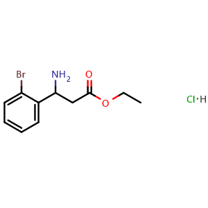 Chemical structure of Ethyl 3-amino-3-(2-bromophenyl)propanoate hydrochloride , CAS 502841-89-6, AChemBlock Y221002