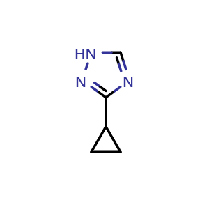 Chemical structure of 3-Cyclopropyl-1H-1,2,4-triazole , CAS 1211390-33-8, AChemBlock Y221016