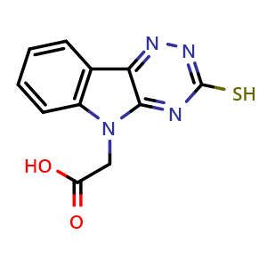 Chemical structure of (3-Mercapto-5H-[1,2,4]triazino[5,6-b]indol-5-yl)acetic acid , CAS 309283-89-4, AChemBlock Y221022