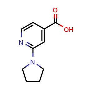 Chemical structure of 2-(Pyrrolidin-1-yl)pyridine-4-carboxylic acid , CAS 98088-04-1, AChemBlock Y221025