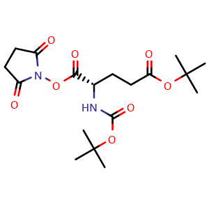Chemical structure of 5-O-tert-butyl 1-O-(2,5-dioxopyrrolidin-1-yl) (2S)-2-[(2-methylpropan-2-yl)oxycarbonylamino]pentanedioate , CAS 32886-55-8, AChemBlock Y221029