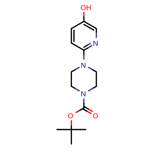 Chemical structure of tert-Butyl 4-(5-hydroxypyridin-2-yl)piperazine-1-carboxylate , CAS 1211542-18-5, AChemBlock Y221033