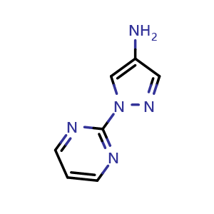 Chemical structure of 1-(Pyrimidin-2-yl)-1H-pyrazol-4-amine , CAS 1156601-73-8, AChemBlock Y221036