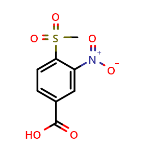 Chemical structure of 4-Methanesulfonyl-3-nitro-benzoic acid , CAS 81029-08-5, AChemBlock Y221047