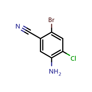 Chemical structure of 5-Amino-2-bromo-4-chlorobenzonitrile , CAS 1215206-56-6, AChemBlock Y221058
