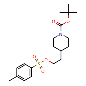Chemical structure of N-tert-Butoxycarbonyl-4-[2-(4-toluenesulfonyloxy)ethyl]piperidine , CAS 89151-45-1, AChemBlock Y221078