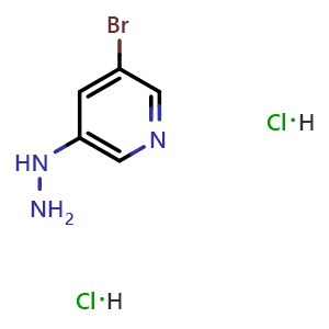 Chemical structure of 3-Bromo-5-hydrazinylpyridine dihydrochloride , CAS 1427195-27-4, AChemBlock Y221092