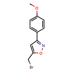 Chemical structure of 5-(Bromomethyl)-3-(4-methoxyphenyl)-1,2-oxazole , CAS 196877-76-6, AChemBlock Y221096