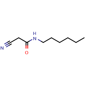 Chemical structure of 2-Cyano-n-hexylacetamide , CAS 52493-37-5, AChemBlock Y221097