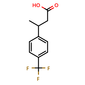 Chemical structure of 3-[4-(trifluoromethyl)phenyl]butanoic acid , CAS 1042815-82-6, AChemBlock Y221108