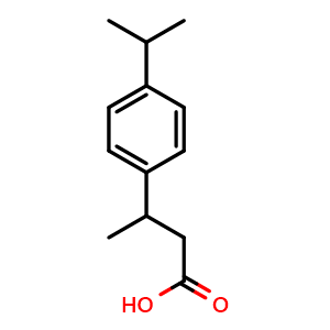 Chemical structure of 3-[4-(propan-2-yl)phenyl]butanoic acid , CAS 53086-50-3, AChemBlock Y221119