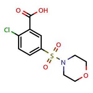 Chemical structure of 2-Chloro-5-(morpholine-4-sulfonyl)benzoic acid , CAS 109029-96-1, AChemBlock Y221131