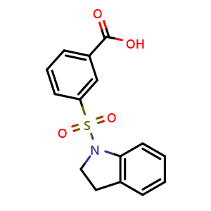 Chemical structure of 3-(2,3-Dihydro-1h-indole-1-sulfonyl)benzoic acid , CAS 327092-69-3, AChemBlock Y221133