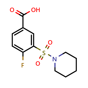 Chemical structure of 4-Fluoro-3-(piperidine-1-sulfonyl)benzoic acid , CAS 311785-51-0, AChemBlock Y221134