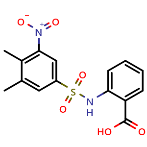 Chemical structure of 2-(3,4-Dimethyl-5-nitrobenzenesulfonamido)benzoic acid , CAS 380569-47-1, AChemBlock Y221142