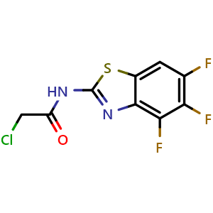 Chemical structure of 2-Chloro-N-(4,5,6-trifluoro-1,3-benzothiazol-2-yl)acetamide , CAS 379255-48-8, AChemBlock Y221159