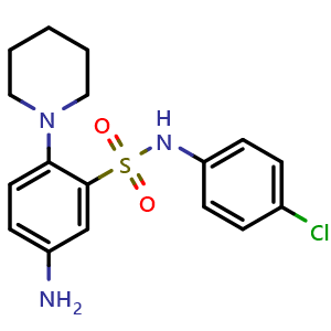 Chemical structure of 5-Amino-N-(4-chlorophenyl)-2-(piperidin-1-yl)benzene-1-sulfonamide , CAS 327079-49-2, AChemBlock Y221178
