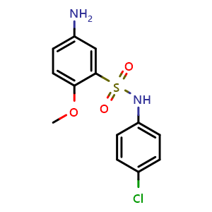 Chemical structure of 5-Amino-N-(4-chlorophenyl)-2-methoxybenzene-1-sulfonamide , CAS 729578-90-9, AChemBlock Y221181