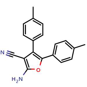 Chemical structure of 2-Amino-4,5-bis(4-methylphenyl)furan-3-carbonitrile , CAS 187793-06-2, AChemBlock Y221185
