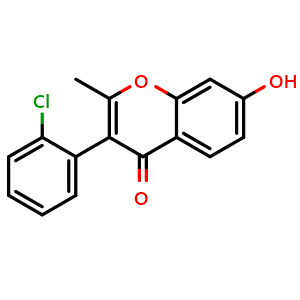 Chemical structure of 3-(2-Chlorophenyl)-7-hydroxy-2-methyl-4H-1-benzopyran-4-one , CAS 328019-68-7, AChemBlock Y221194