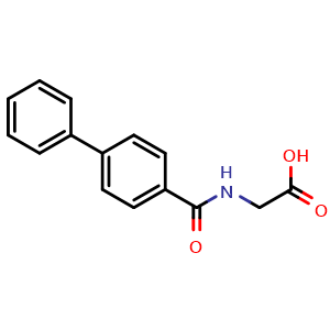 Chemical structure of 2-[(4-phenylphenyl)formamido]acetic acid , CAS 75446-59-2, AChemBlock Y221209
