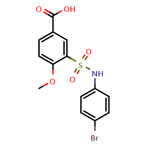 Chemical structure of 3-[(4-bromophenyl)sulfamoyl]-4-methoxybenzoic acid , CAS 312274-98-9, AChemBlock Y221215