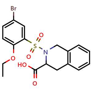 Chemical structure of 2-(5-Bromo-2-ethoxybenzenesulfonyl)-1,2,3,4-tetrahydroisoquinoline-3-carboxylic acid , CAS 1008962-07-9, AChemBlock Y221223