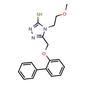 Chemical structure of 4-(2-Methoxyethyl)-5-(2-phenylphenoxymethyl)-4H-1,2,4-triazole-3-thiol , CAS 722464-29-1, AChemBlock Y221230