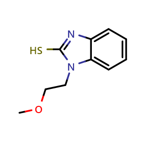 Chemical structure of 1-(2-Methoxyethyl)-1H-1,3-benzodiazole-2-thiol , CAS 571157-63-6, AChemBlock Y221232